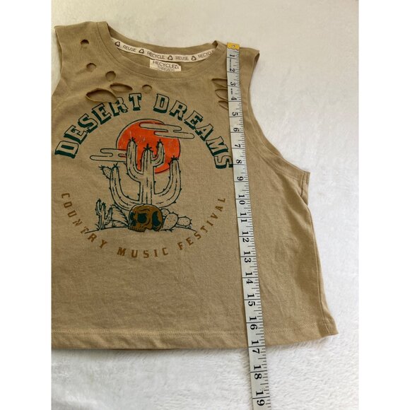 Recycled Threads Junior's Distressed Cropped Tee Desert Dreams County Music Sz S - Picture 6 of 7